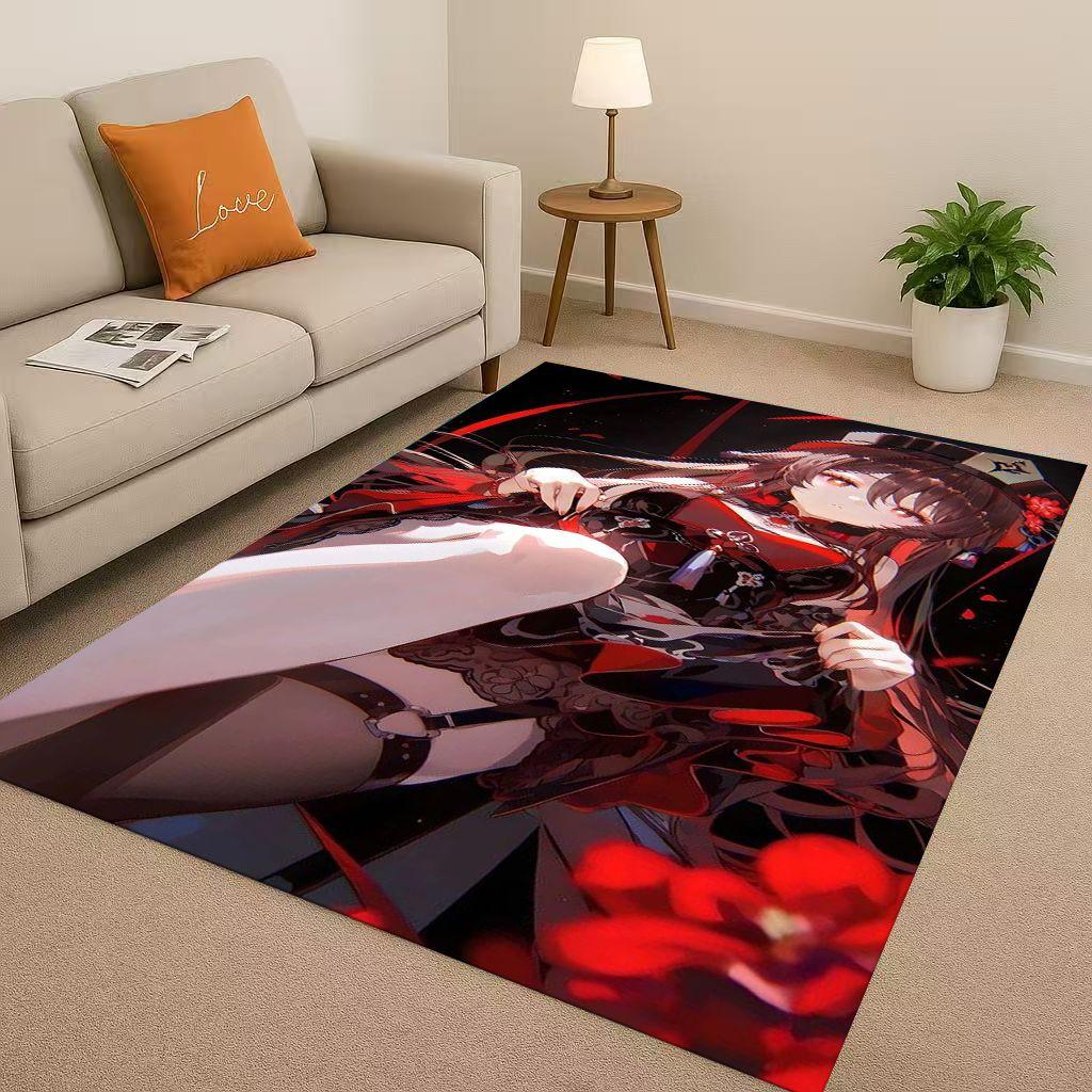 Game Genshin Impact Cartoon Living Room Non-Slip Area Rug Soft Carpet for Bedroom Playroom Sofa , Easy Clean Home Decor Doormat