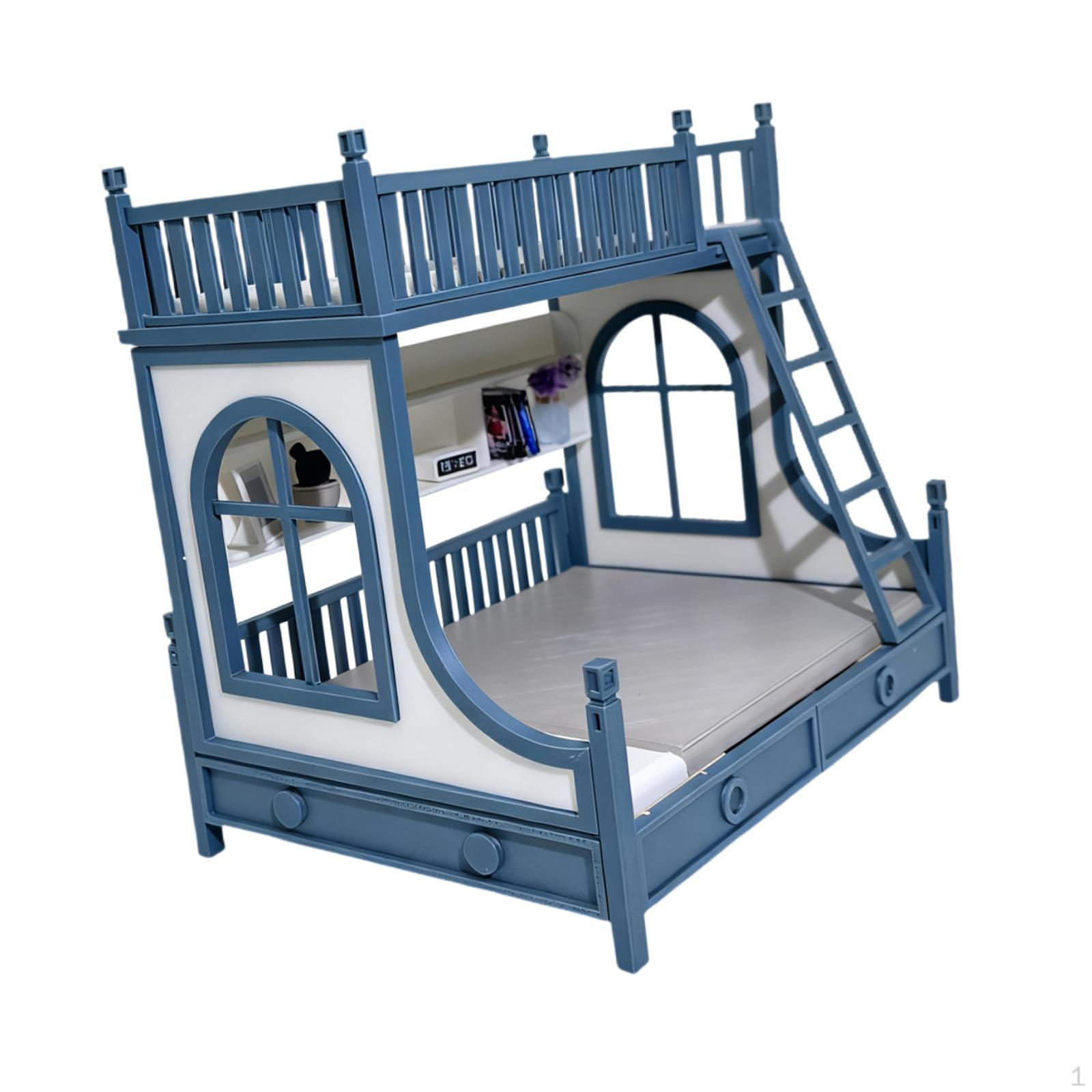 

1:12 Scale Bunk Bed with Ladder Furniture Toy Simulation Collection Ornament Miniature for Life