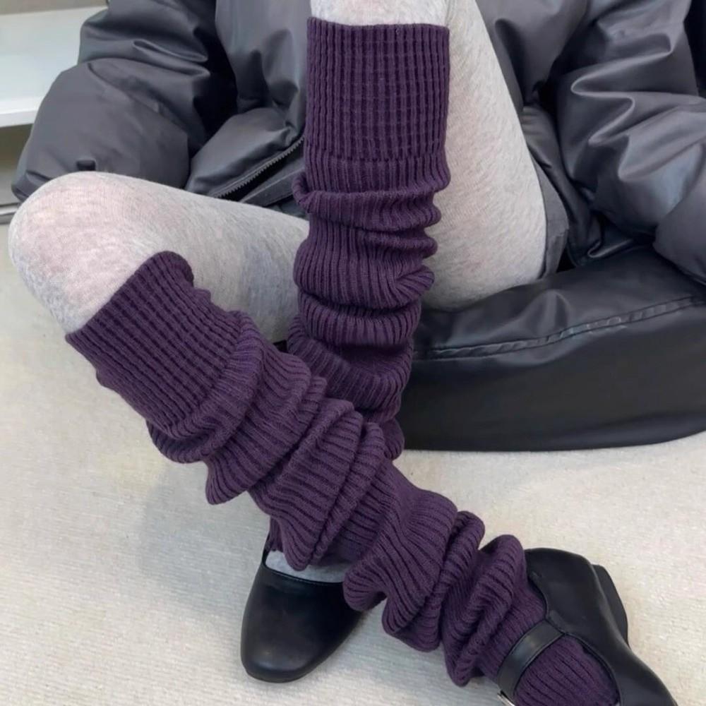 Einfarbige Plüschsocken Über Knie Röhre Ballett Joghurt Beinwärmer JK Lange Beinsocke Herbst