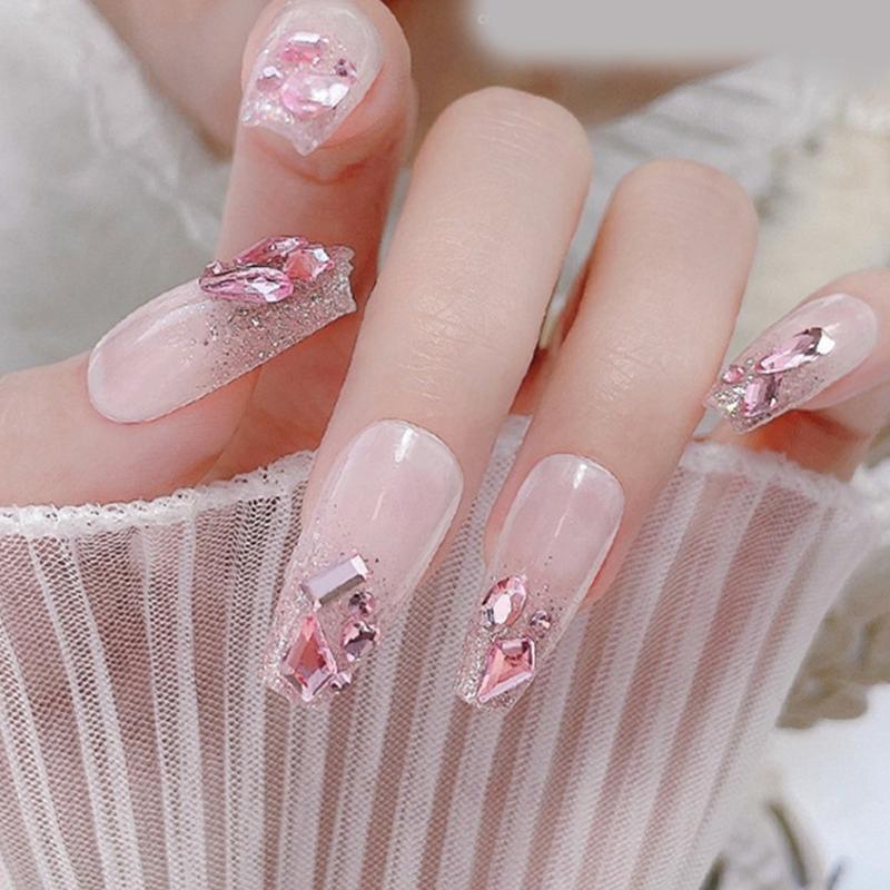 100Pcs/set Elegant Rhinestones 3D Nail Art Crystal Rhinestones Nail Tips Decor