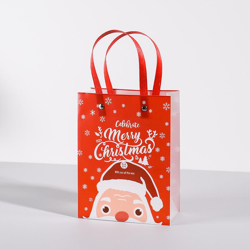 Santa Claus Christmas Gift PVC Tote Bag - Square Souvenir & Apple Packaging for Christmas Eve