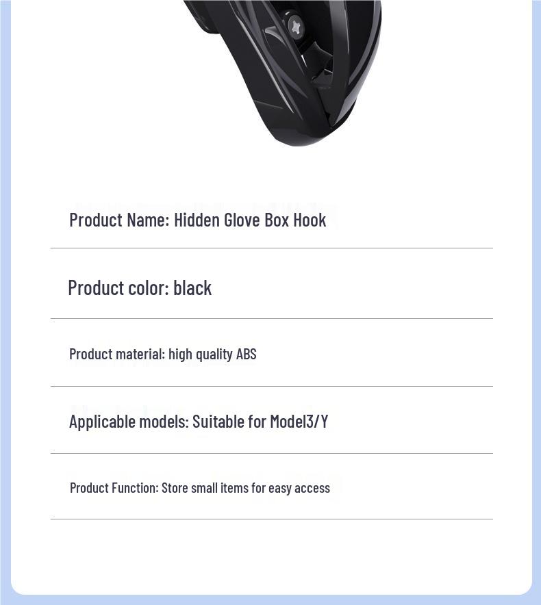 Glove Box Hook for Refreshed Tesla Model 3/Y Interior Trim
