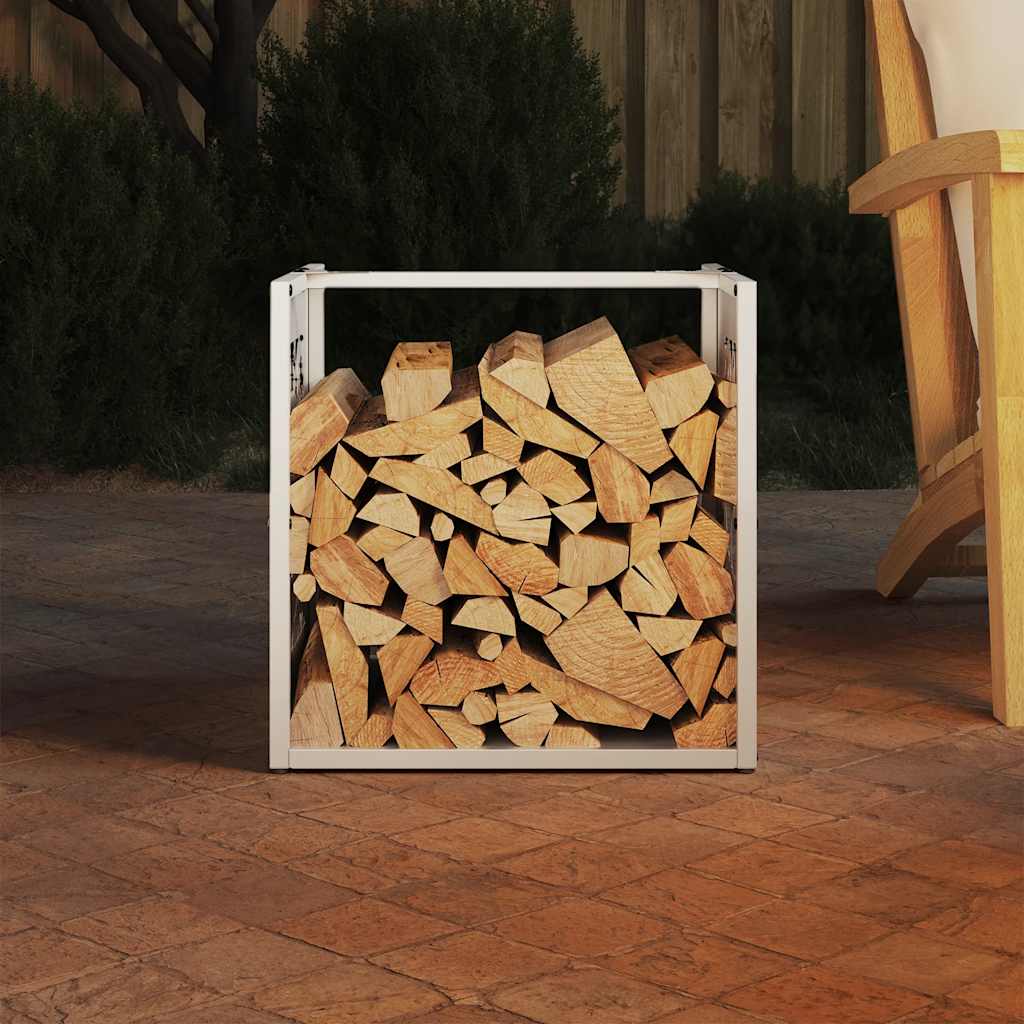 Firewood Rack White 40 x 40 x 40 cm Cold Rolled Steel