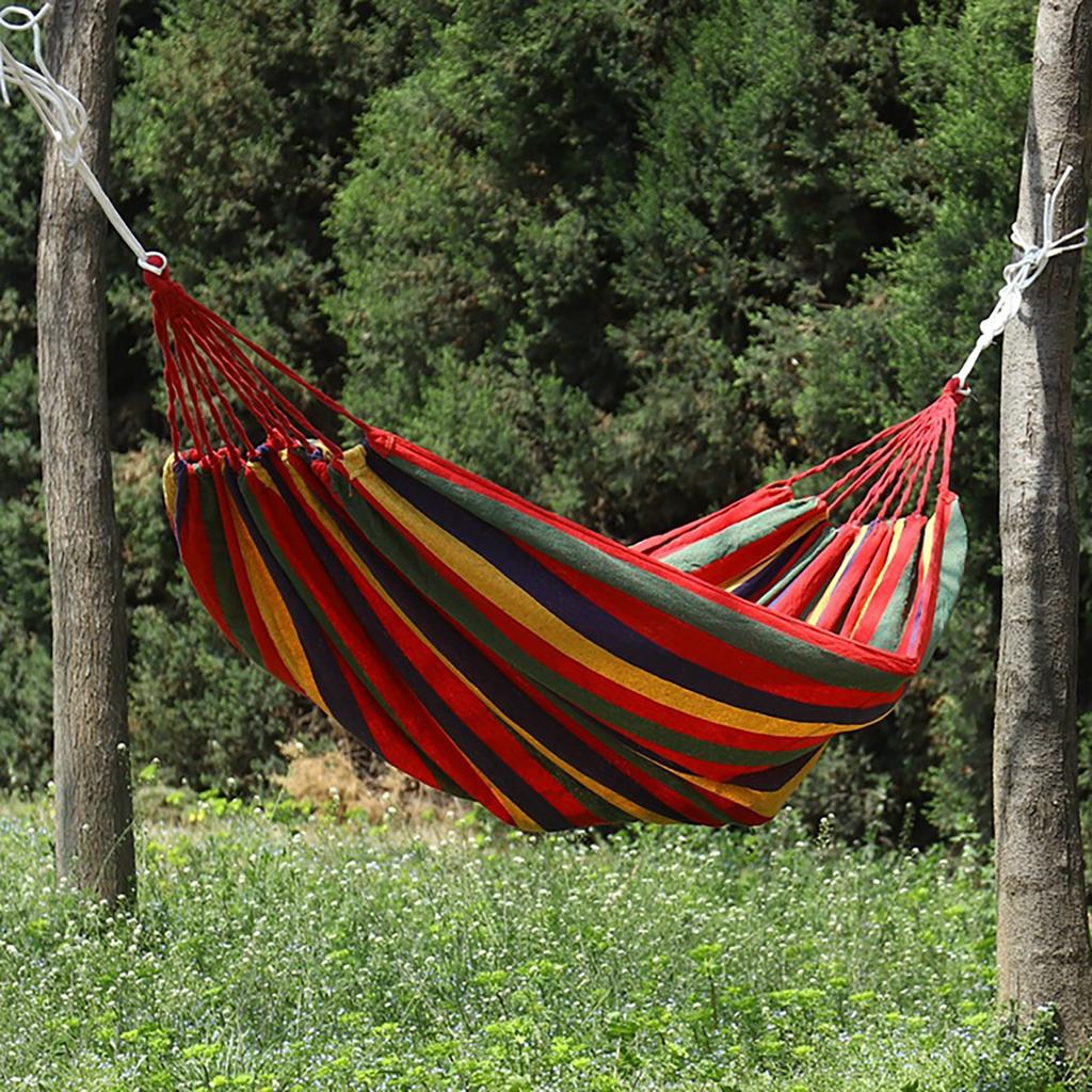 Garden Hammock Polyester Cotton Single Double Hammock Up to 440.9lb Anti Rollover Portable Hammock for Camping Outdoor