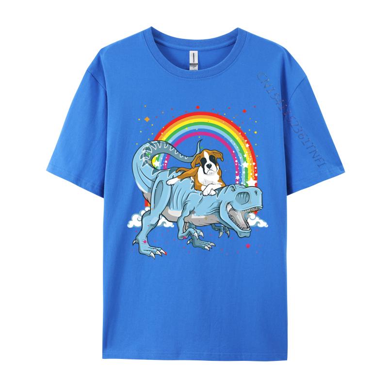 Boxer reitet Dinosaurier T Rex Hundeliebhaber T-Shirt Lustige Herren T-Shirts Baumwoll-T-Shirts Fitness Lustige T-Shirts Herren