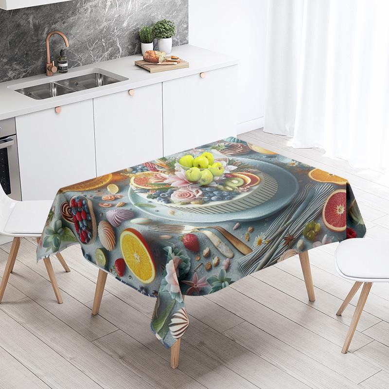 Food Theme Tablecloth Waterproof and Oil-proof Tablecloth Nordic Style Kitchen Tablecloth Modern Home Decoration