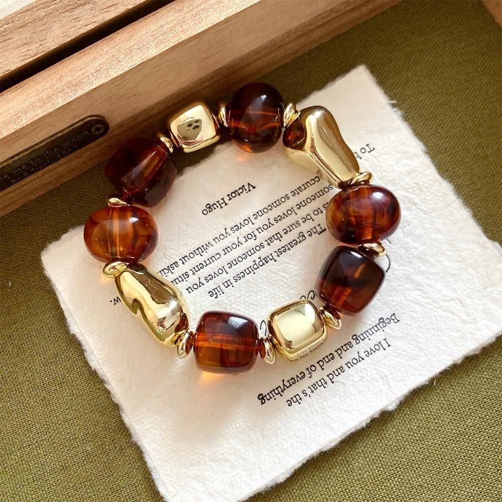 Europe American Style Beads Acrylic Bangle Smudging Retro Hand Ring Irregular Bracelet Girls