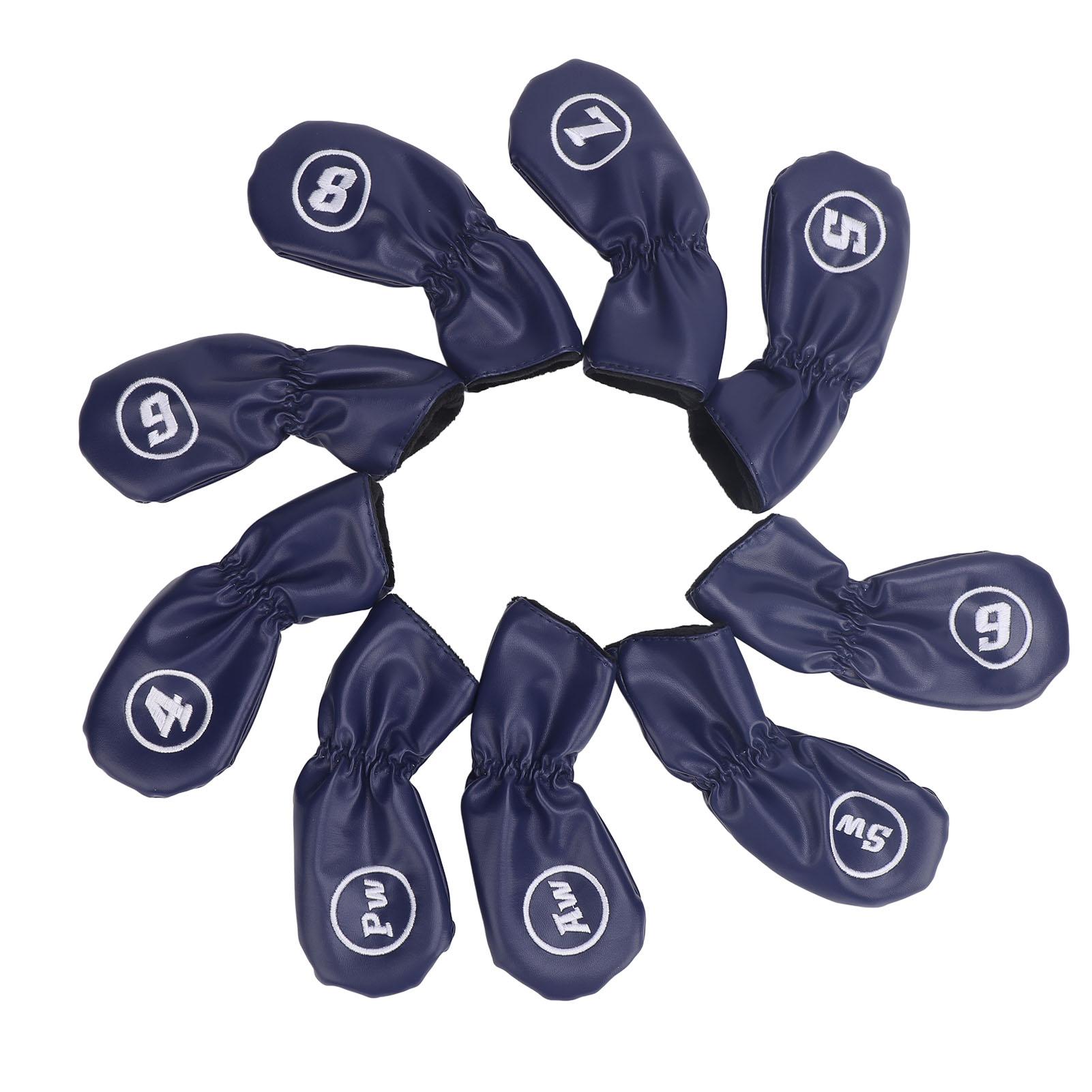 

9pcs Golf Club Cover PU Leather Stylish Portable Golf Head Cover for Iron Drive Clubs Dark Blue темно-синього кольору
