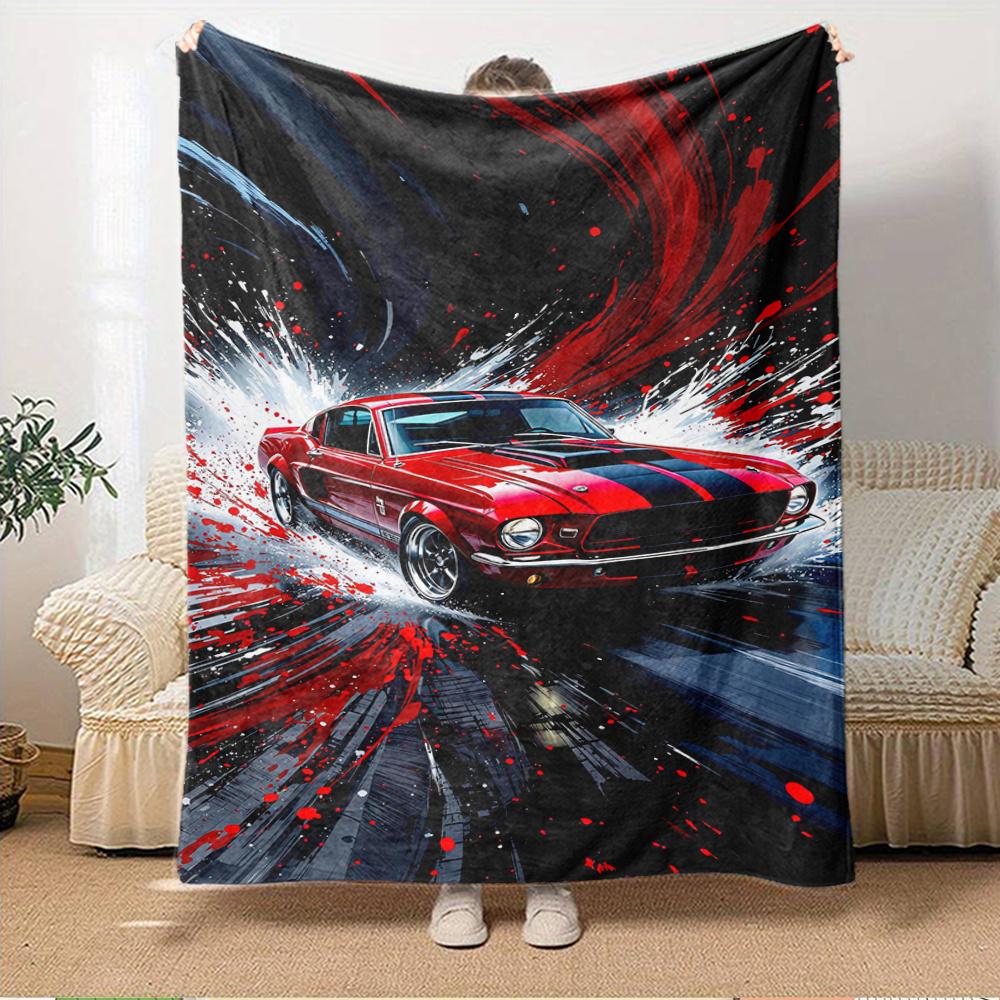 

For Mustang,Speed,Artistic-Themed Flannel Blanket, Glam Style, Digital Print, All-Season Comfort, Tear-Resistant, Knitted Craftsmanship, Pol 150x180cm