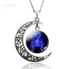 12 Constellation Necklace Zodiac Signs Cabochon Glass Crescent Moon Pendant Clavicle Chain Necklace Birthday Gifts for Women