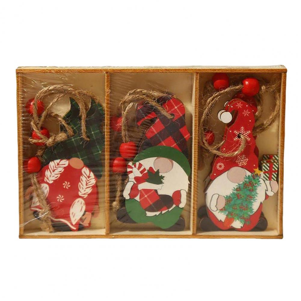 9Pcs Wooden Christmas Tree Hanging Decorations Handmade Elf Gnome Doll Ornaments Xmas Tree Home Holiday Decor