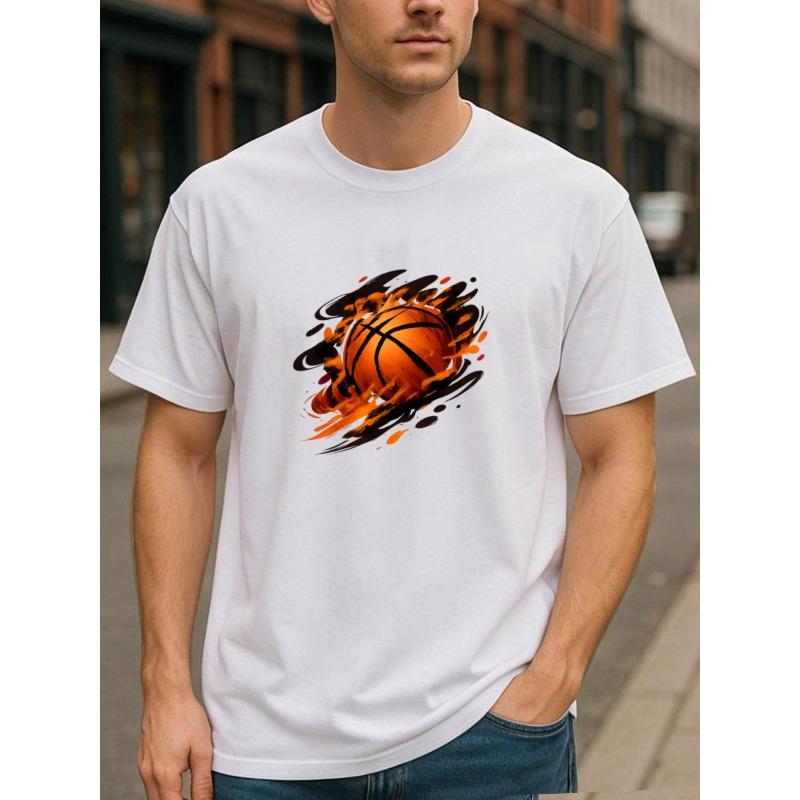

Flame Basketball - A Trendy and Fashionable Cotton T-shirt with A Fiery Design, Suitable for Daily and Home Wear. Is Perfect for Outdoor Sports S белый