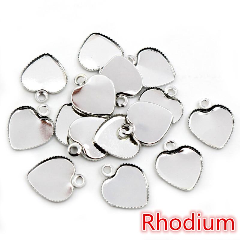 30 Stück 12mm Edelstahl Eisen Material Herz Leere Basis Fassung Passend für 12mm Herz Cabochon Anhänger Fassschalen DIY Schmuckzubehör