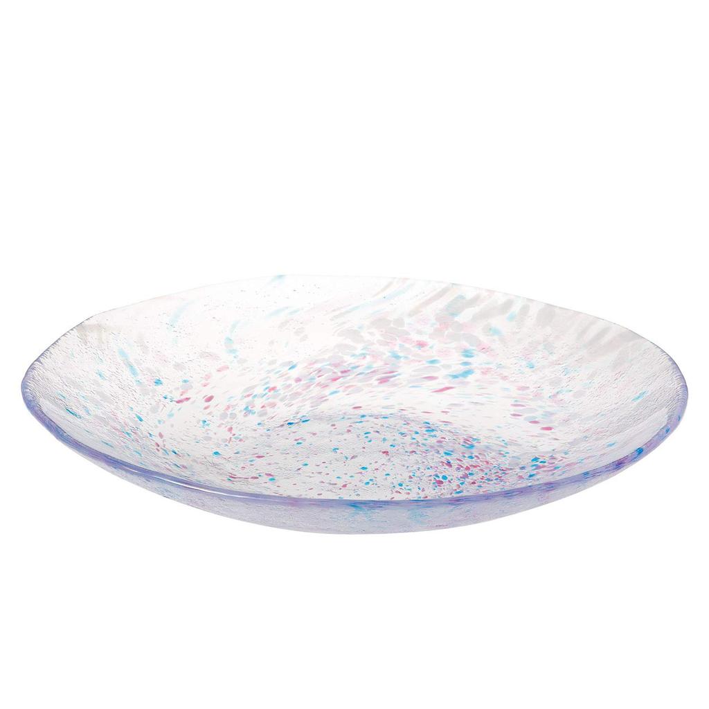 Toyo Sasaki Glass Iro Shizuku Noodle Plate, Pink, Made in Japan, Large Plate, Round Plate, Glass Plate, Tableware, WA321