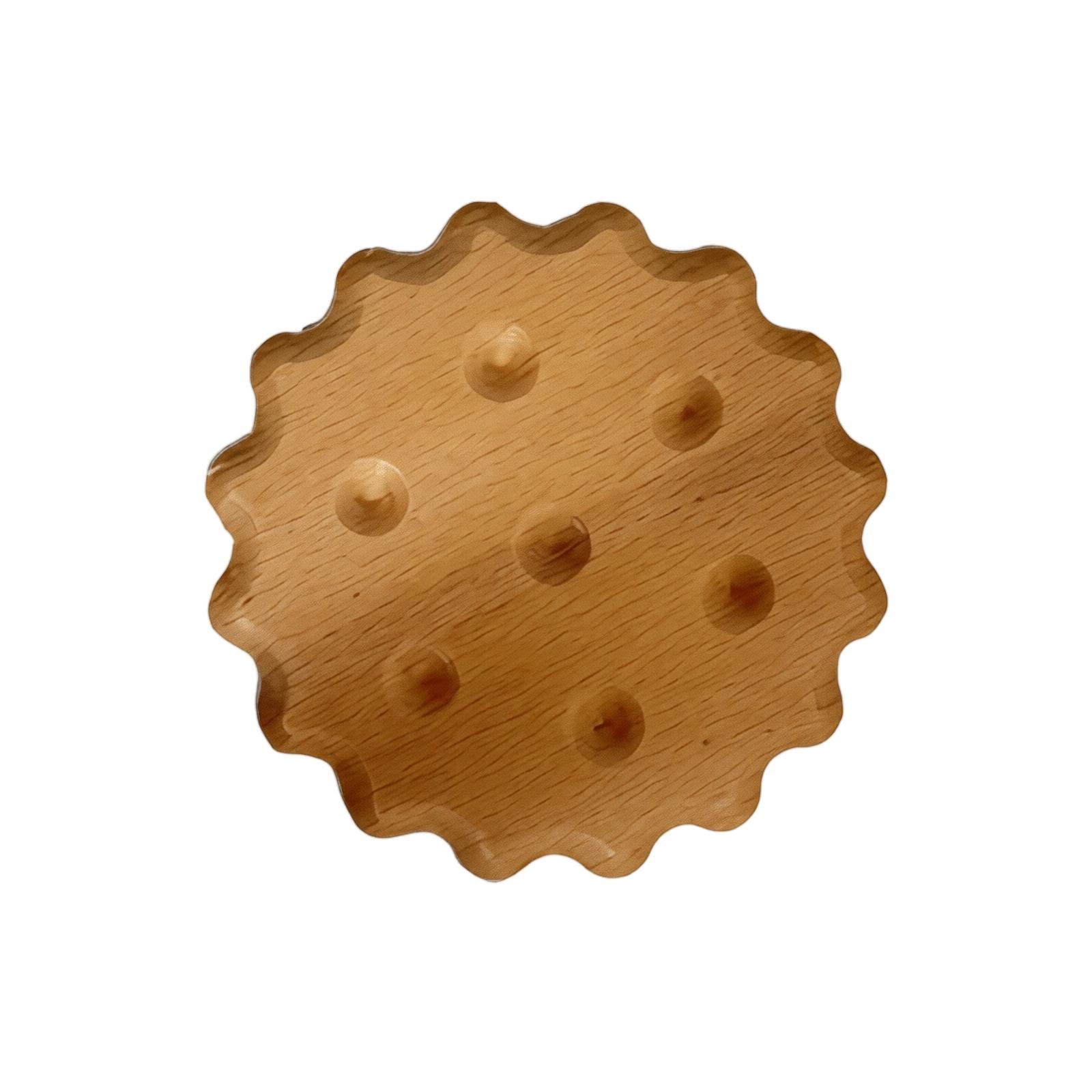 Creative Biscuit Shaped Solid Beech Wood Coaster Set with Raised Dots for Table Protection and Drink Stability one size