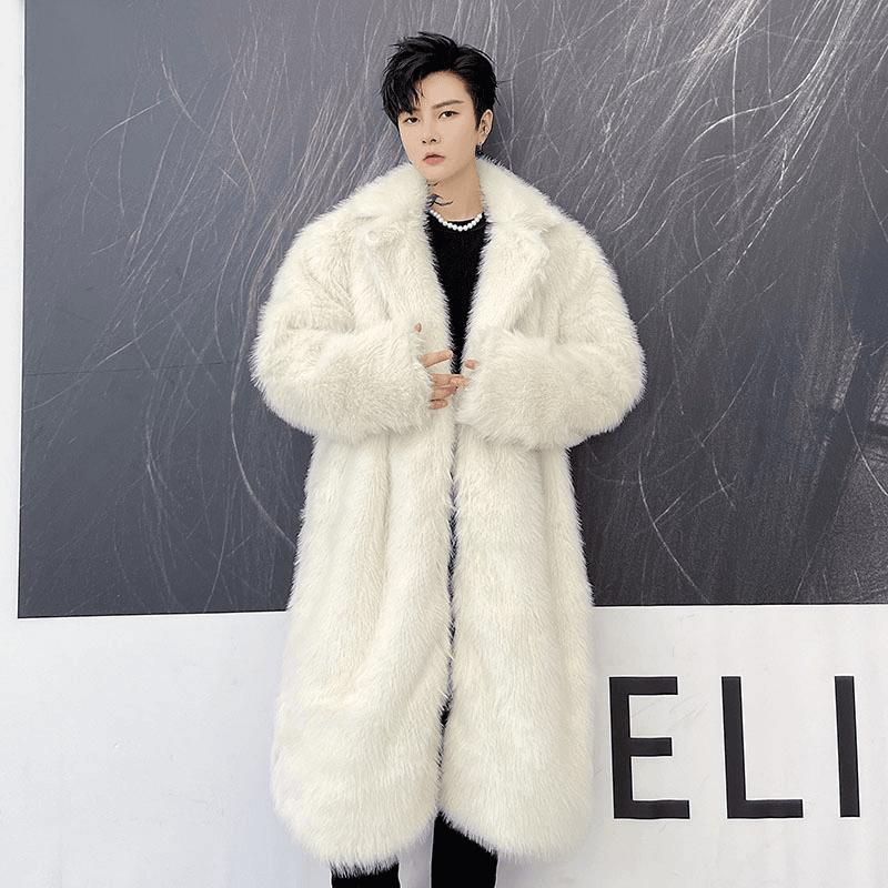 

Мужское модное молодежное свободное пальто из искусственного меха, зимнее длинное пальто из искусственного лисьего меха, длинное мужское плюшевое и утепленное пальто XXXL