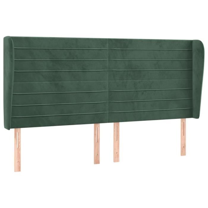 VidaXL Tête de lit avec oreilles Vert foncé 163x23x118-128 cm Velours3118153