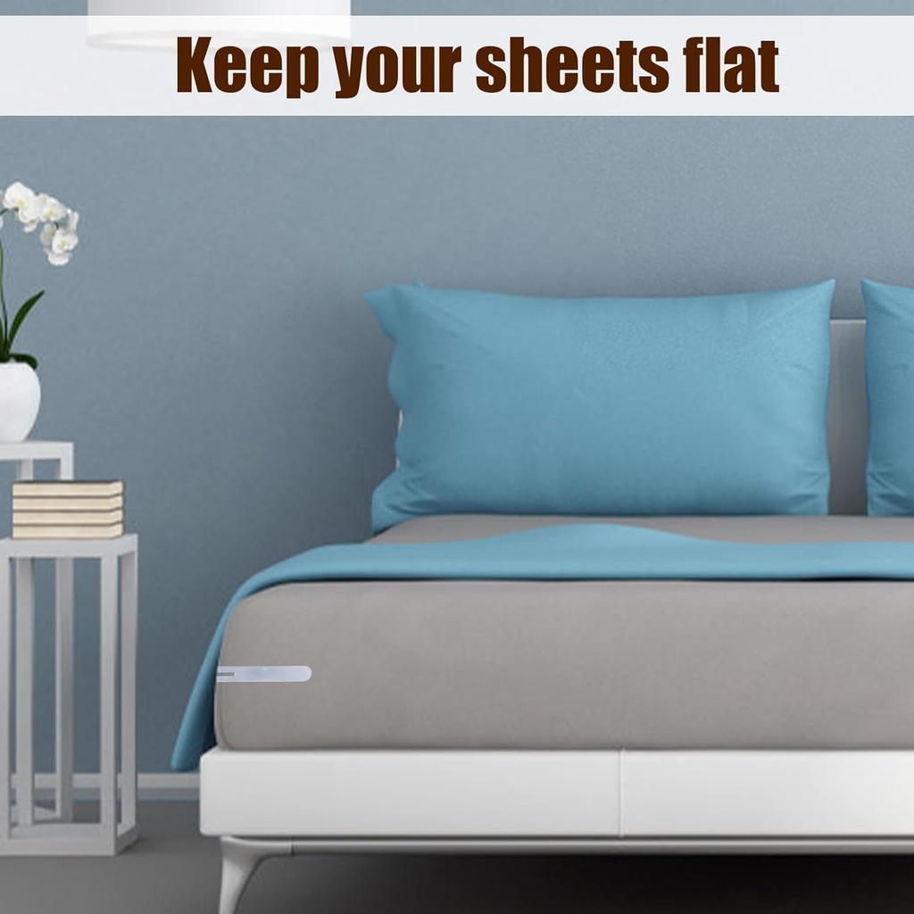 BOXOB 4pcs Replacement Strips for Bedsheet Holder, Transparent Plastic Bedsheet Holder Strips Keep Sheets Firm Tight Bed Sheet Locks Corner Strap