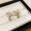 French Retro Synthetic Zircon Flower Earrings Light Luxury High-end Stud Earrings Exquisite Temperament Fashionable Versatile Earrings Women
