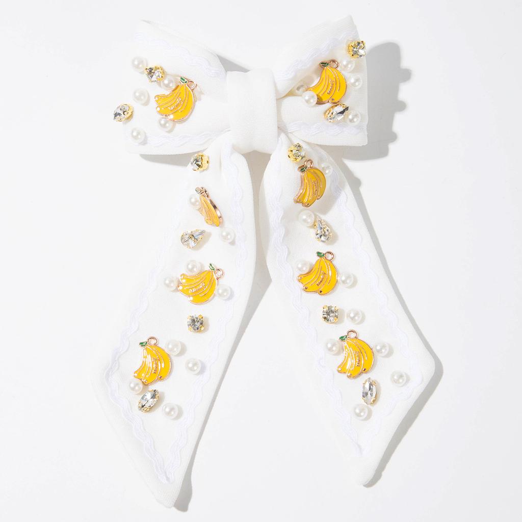Sweet Pastoral Style Bows With Tiny Flower Appliques Colorful Bead Decorations Long Ribbon For Princess Fairy Hair Styling