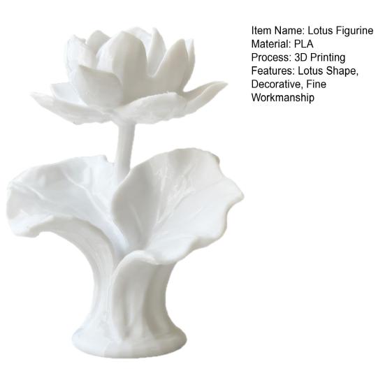 3D Printed Lotus Figurine, Flower Shape Decorative Incense Holder, Desktop Ornament for Meditation Yoga Room Home Office