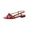 French Style Flat Bottom Woven Toe Roman Beach Sandals Women's Summer New Butterfly Knot Flat Heel Microfiber Roman Shoes