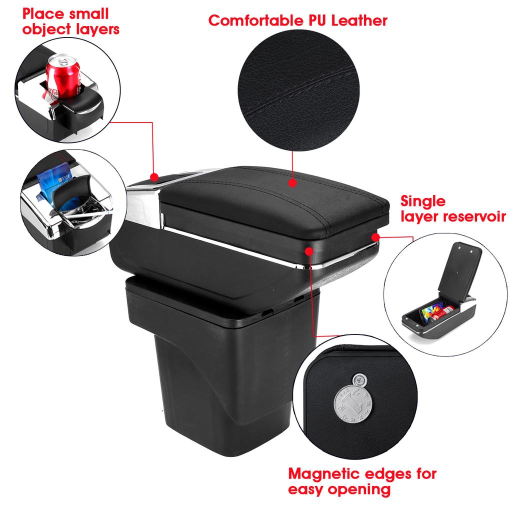 SANON Contenitore Scatola Bracciolo Console Centrale Auto Universale Regolabile con Interfaccia Usb SANON Contenitore Scatola Bracciolo Console Centrale Auto Universale Regolabile con Interfaccia Usb