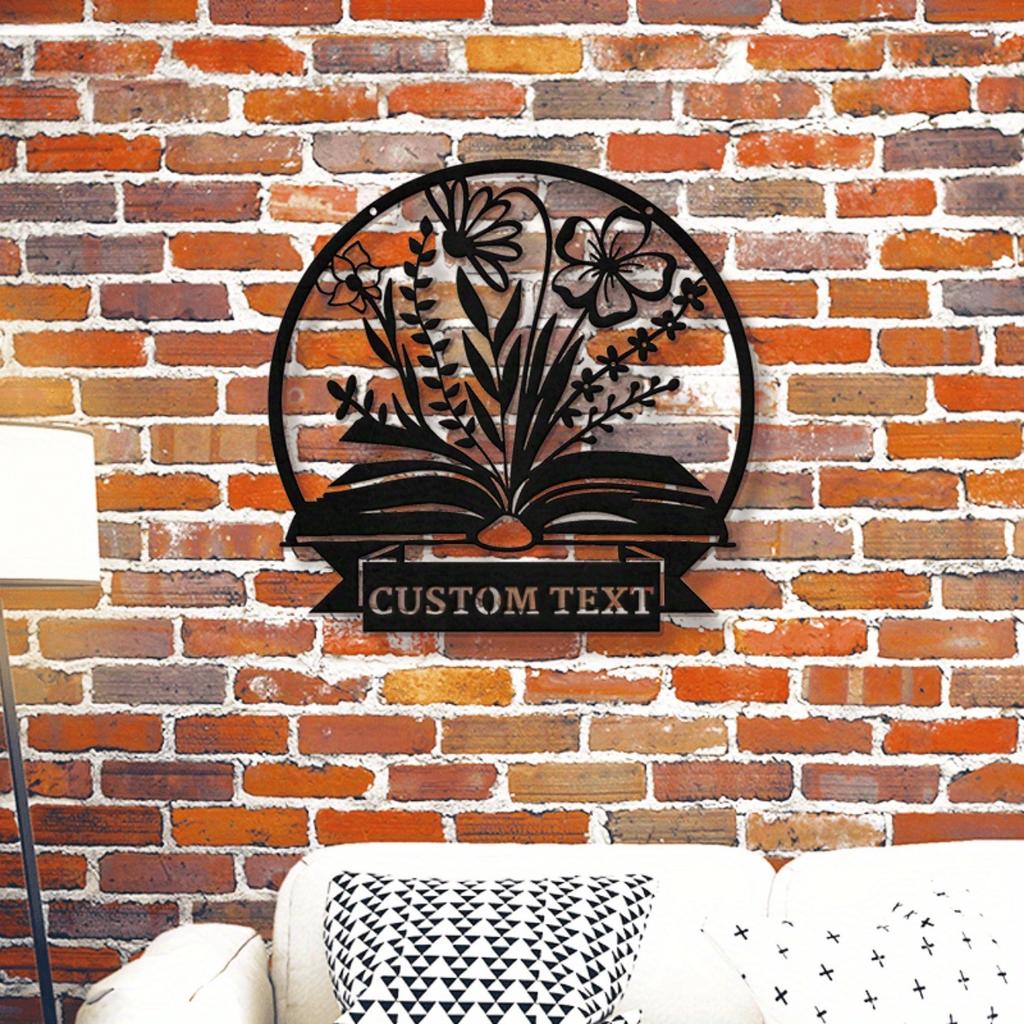 Customizable Metal Wall Art Book Lover Sign Home Decor Hanging Ornament
