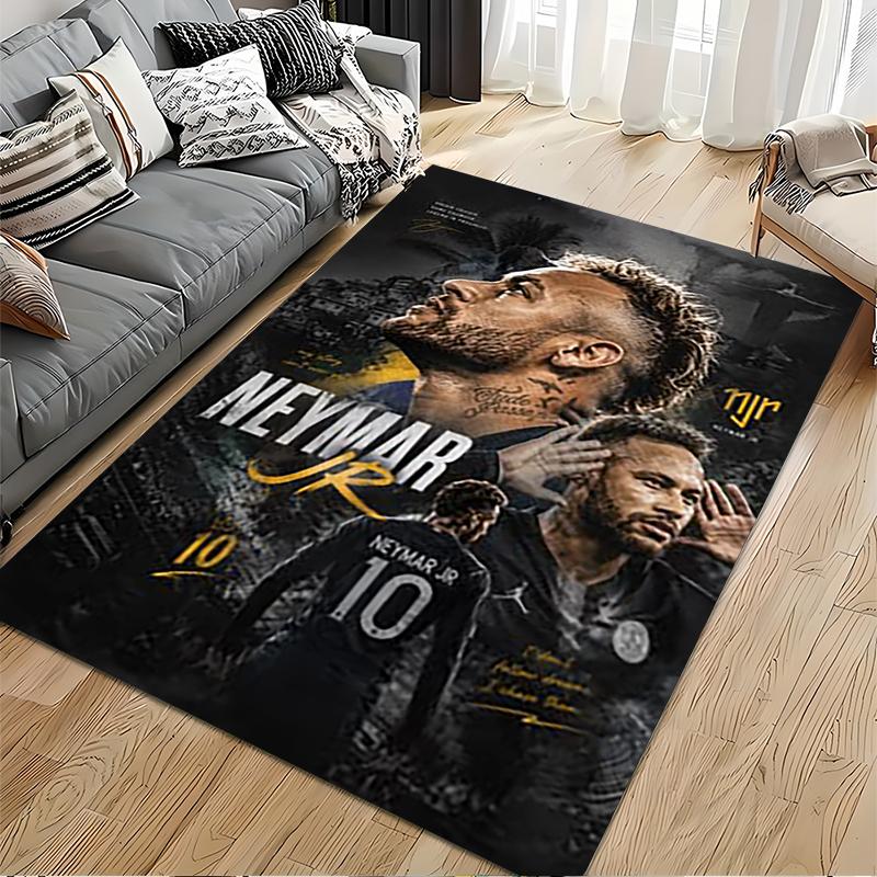 Χαλάκι Δαπέδου Αθλητικό, Πόστερ Neymar Jr Βραζιλία 10 Σκοτεινό Προφίλ, Διακόσμηση Fan Cave, Αντιολισθητικό Πατάκι