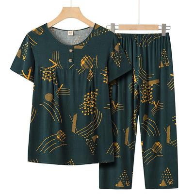 Mamas Bambus-Baumwoll-Plus-Size Sommer-Freizeit-Set – Lockeres Kurzarm-Oberteil & Zweiteiler für Frauen mittleren Alters und ältere Frauen