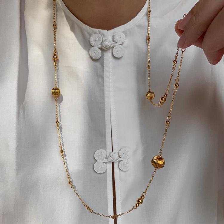 Elegant Sweater Necklace Adornment Elegant Layered Pumpkin Beads Necklace Adornment for Casual and Formal Occasions