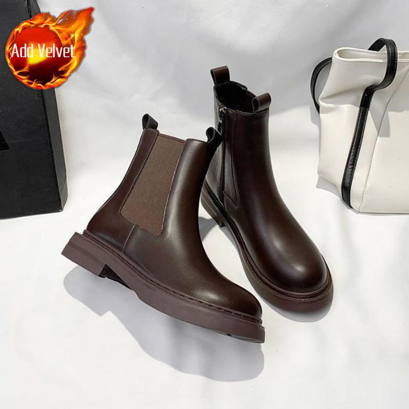 Fashion Fur Booties Chelsea Black Ankle Boots for Women On Promotion High Quality New Rock Footwear Woman Short Shoes Chic and Elegant