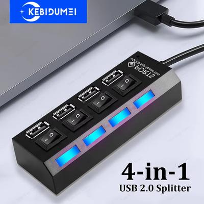 4-in-1 USB-HUB USB 2.0 Splitter USB auf USB 2.0 Adapter 480Mbps High Speed USB-Dockingstation mit Ein/Aus-Schalter Für PC Laptop