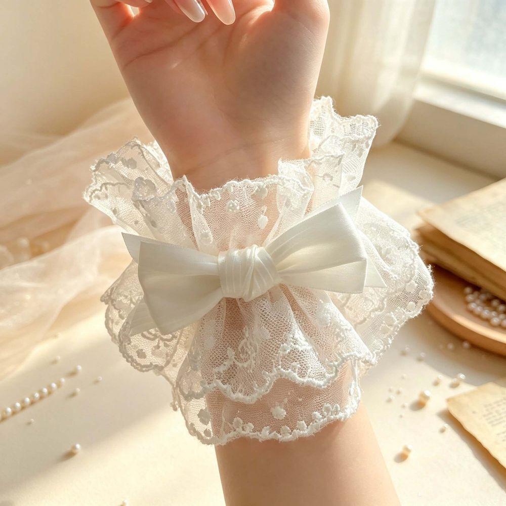 Ruffled Lace Fake Sleeve Cuffs Floral Lace Sweater Cuff Covers Lolita Wrist Cuffs Maid Cosplay