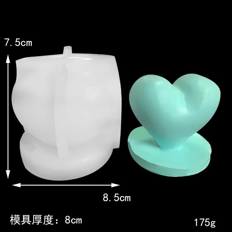 3D Love Candle Silicone Mold DIY Handmade Heart-shaped Soap Gypsum Crystal Crafts Resin Casting Mold Valentine's Day Gift Making