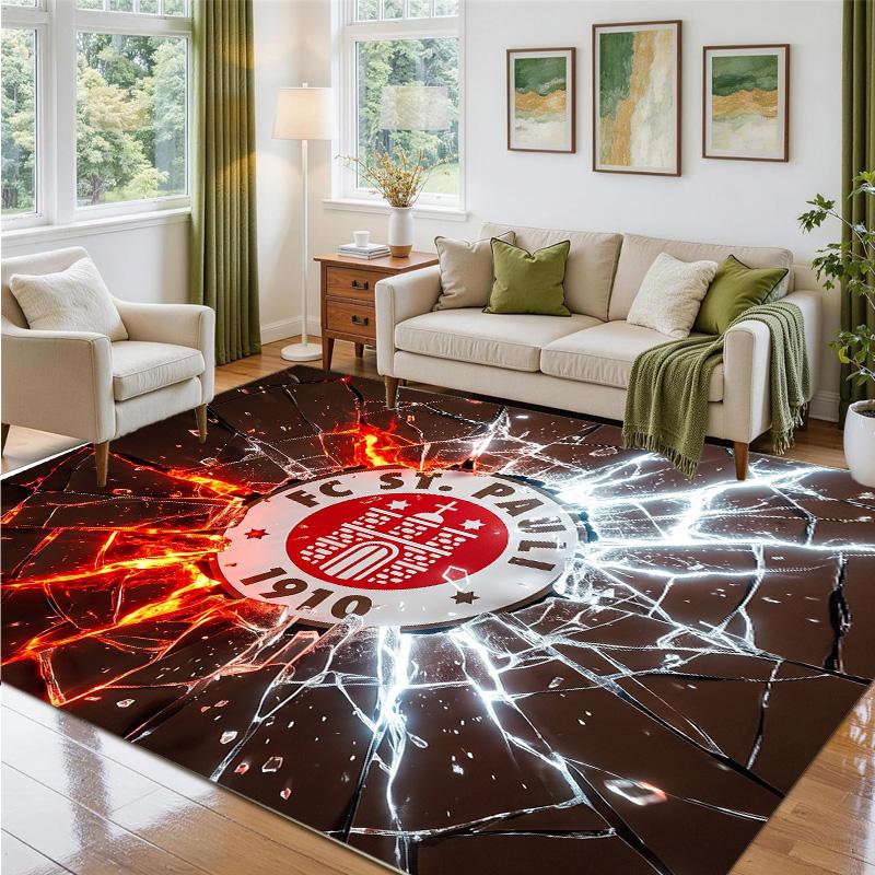 FC St. Pauli Football Design Crystal Velvet Rug Soft Decorative Mat for Bedroom Entrance