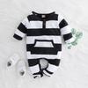 Infant Newborn Baby Boys Girls Striped Pocket Romper Jumpsuit Casual Clothes