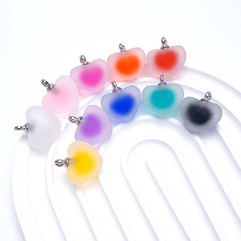 Полупрозрачный цветной кулон-кольцо с сердцем, аксессуар pink