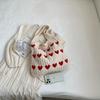 Valentine's Day Single Shoulder Tote Bag, Large Capacity Color-Block Heart Knit Casual Hobo Beach Bag for Women,Vacation, and Daily Use
