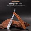 Spider Wood Grain Damascus Folding Razor – Men's Grooming Shaver with Holder