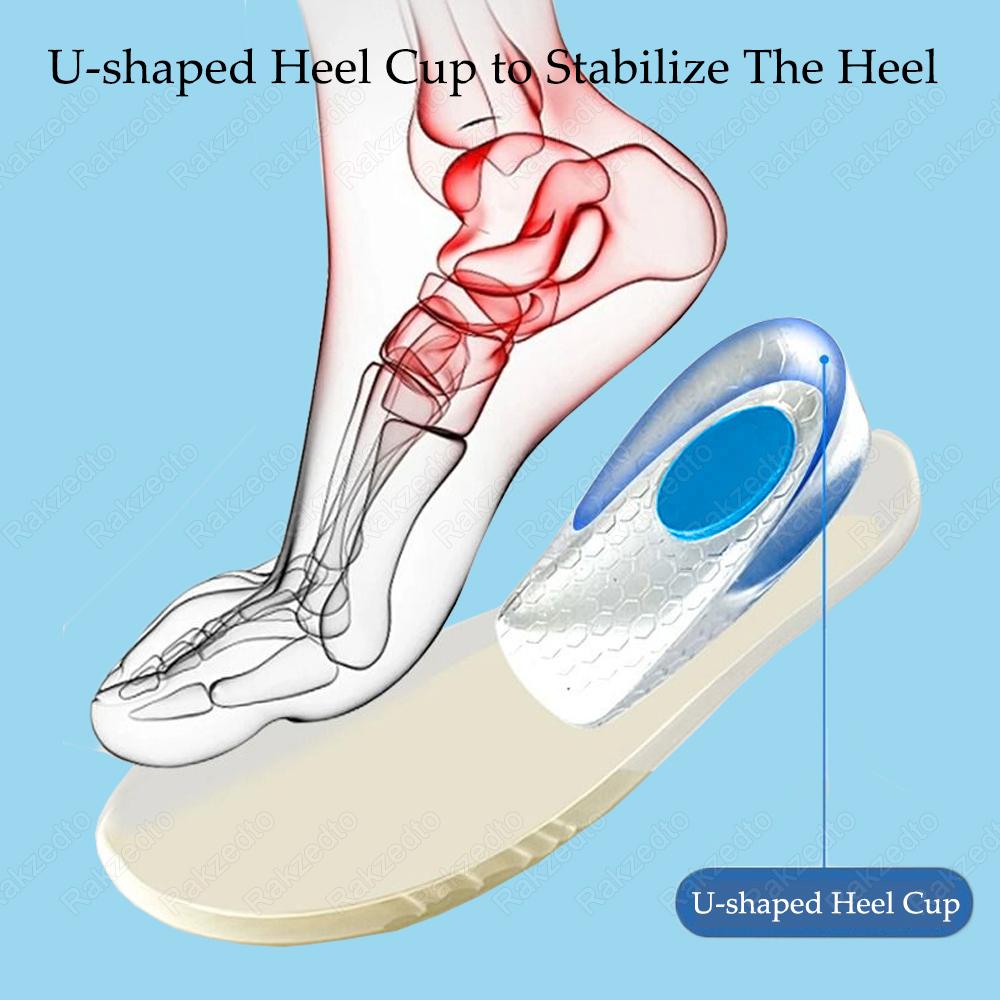 Silikon Einlegesohlen zur Höhenvergrößerung für Herren Damen Schuheinlagen Unsichtbare Erhöhungseinlegesohlen für Schuhe Fersenerhöhung Gel Fußpolster