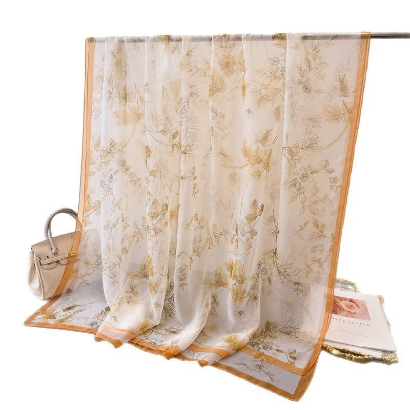 Chiffrement Ya Huayun Impression fil Yourou Écharpe en soie printemps-été grande longue écharpe châle de voyage protection solaire écharpe pour femme foulard
