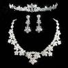 Set di orecchini di collana con corona di fiori carini con strass brillanti da sposa di lusso