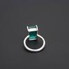 Rectangular Green Emerald Ring, 925 Sterling Silver Jewelry, Minimalist Statement Ring for Women