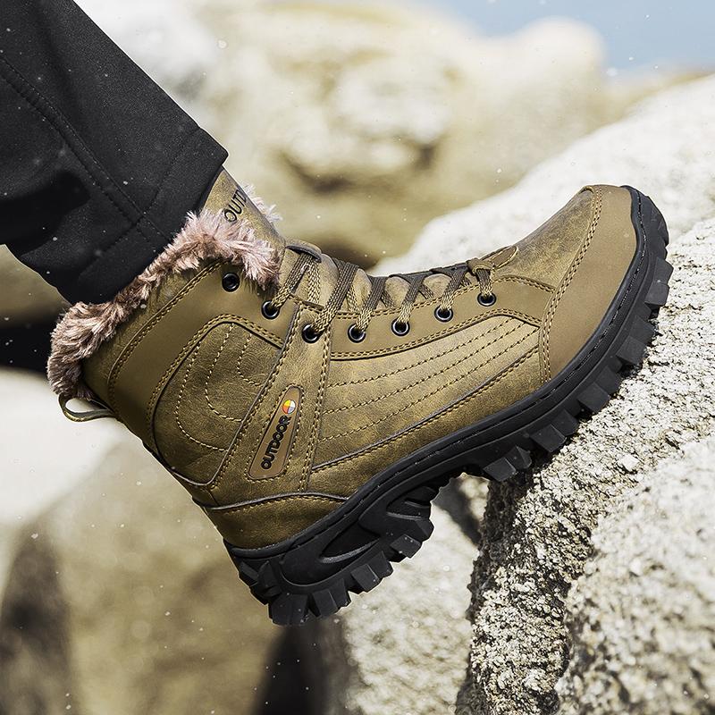 Winter Outdoor wasserdichte Herrenstiefel, russischer Stil, Stiefeletten für Herren, Schneestiefel, Übergröße 40–48