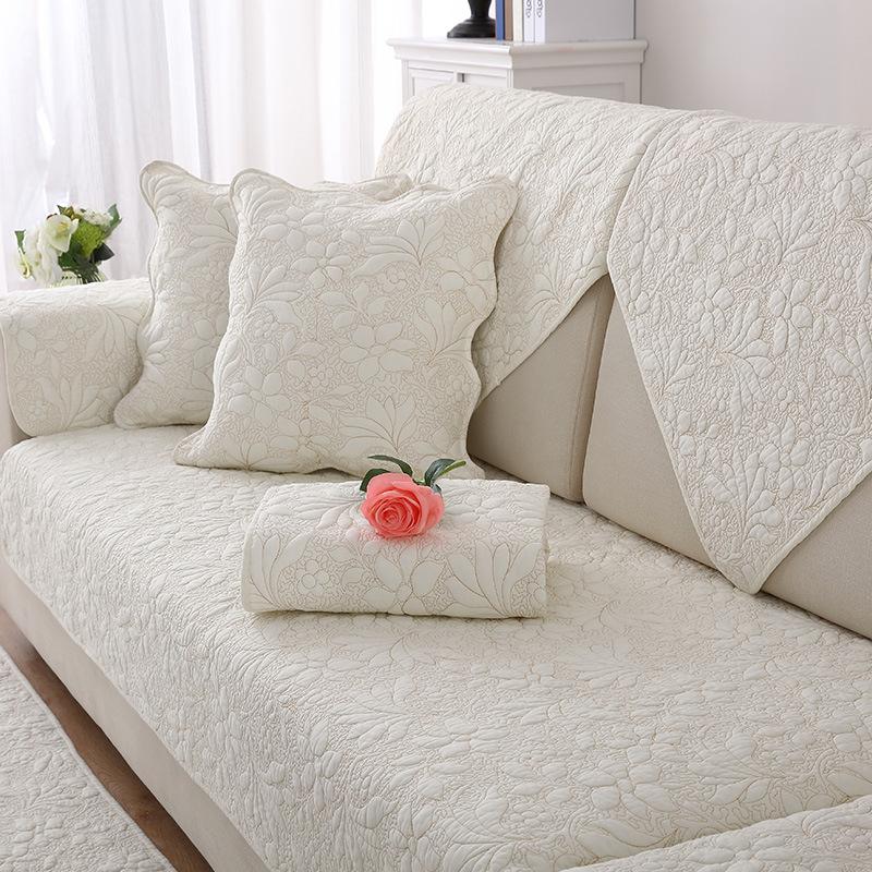 Cotton Sofa Cushion, Universal Fabric For All Seasons, Non-Slip Solid Wood Seat Cushion, Simple Modern Leather Sofa Cover, Backrest Towel