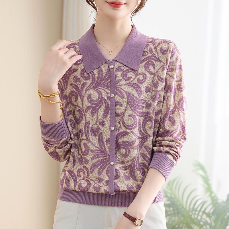 

Women s Knit Wool Cardigan - Casual Wear for Middle-aged and Elderly Mothers 5XL (suggested 140-155 jin)
