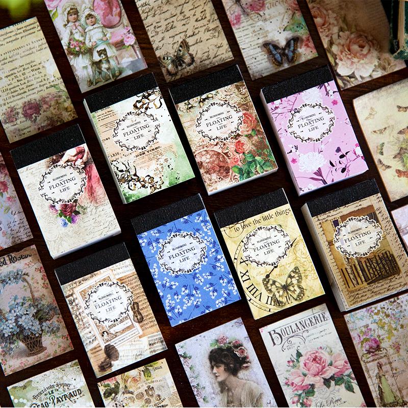 100 Stück/Packung Florale Materialien Papier Mini-Buch DIY Scrapbooking Kunst Collage Fotoalbum Dekor Junk Journal Bastelpapier