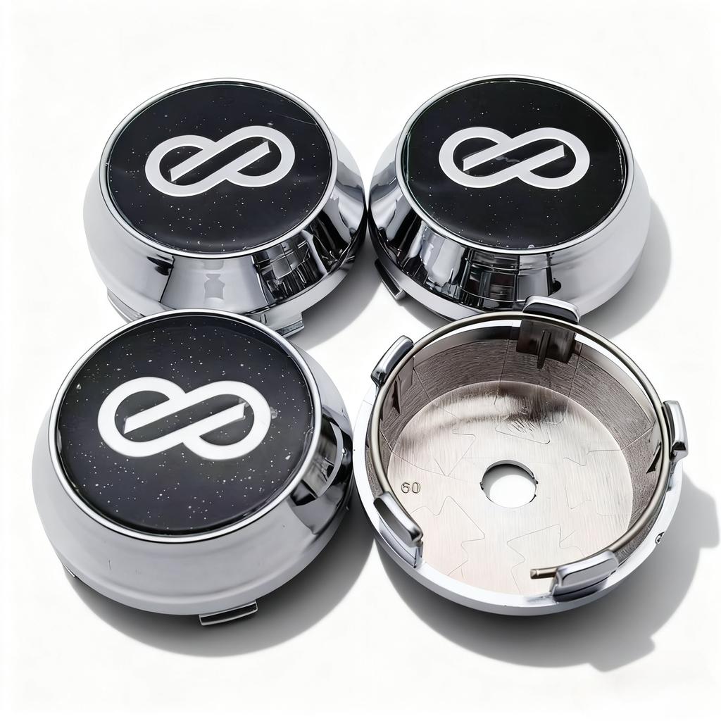 4pcs JDM Black Silver ENKEI Logo Emblem Car Wheel Center Caps OD 60MM 56MM Wheels Hub High Cap Rim Hubcaps Cover Car Accessories