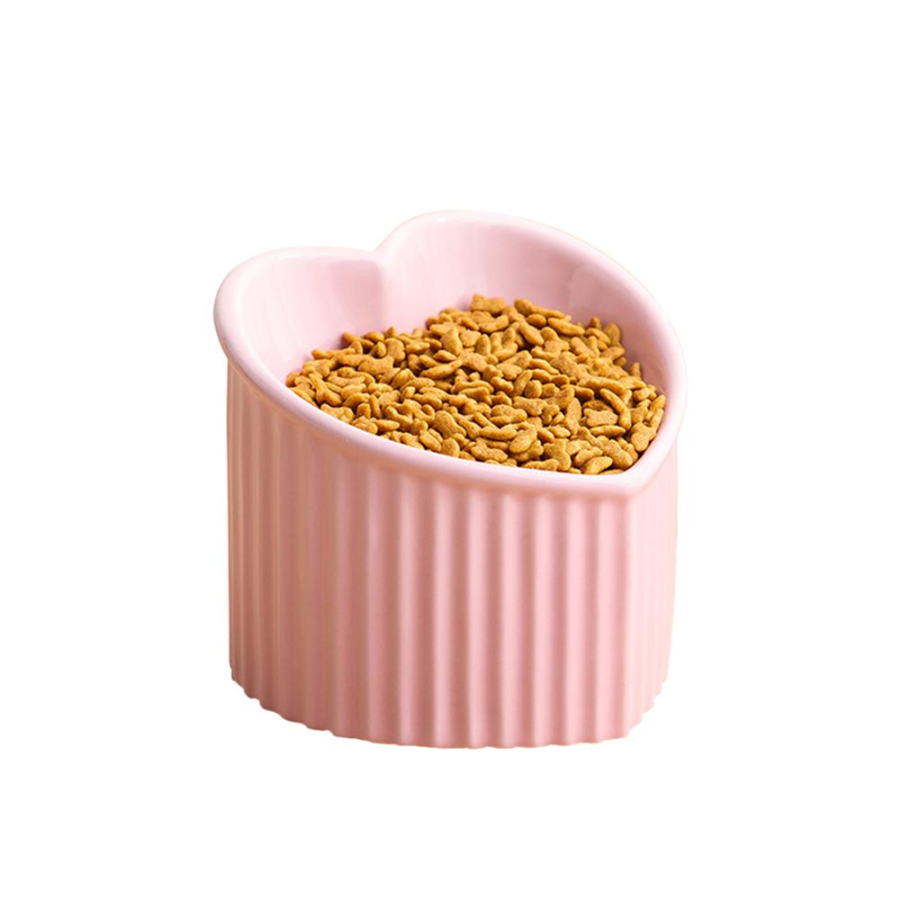 

5,5-дюймовая приподнятая керамическая миска для кошек, против рвоты, без стресса, микроволновая печь, безопасная посудомоечная машина, повышенная посуда для кошачьей еды розовый